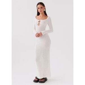 Peppermayo Exclusive - Crystal Cascade Knit Maxi Dress - White